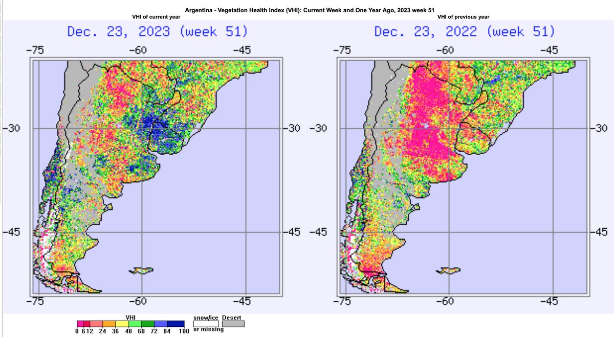 Argentina. NDVI this year and last.