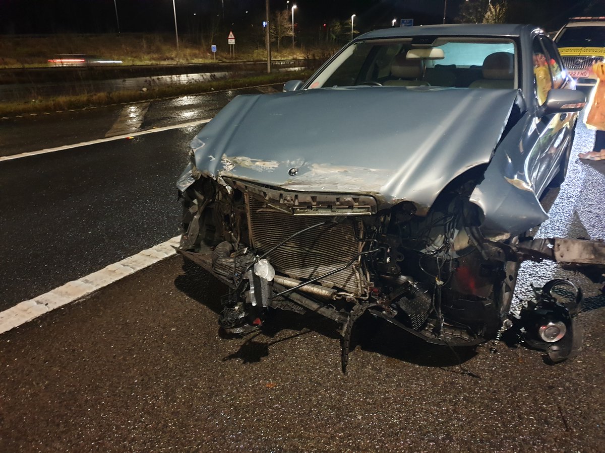 This is the vehicle that crashed on M62 junction 6, driver blew 110 at roadside, driving with 12 year old child in vehicle, unforgiveable, male now in custody