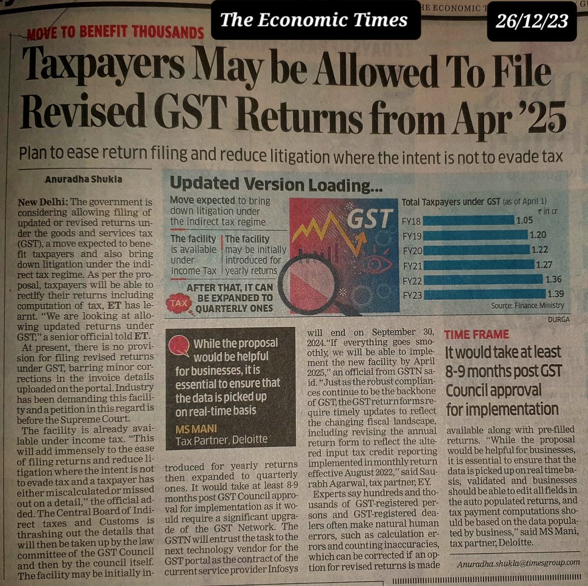 abhishekrajaram's tweet photo. Taxpayers May be Allowed To File Revised GST Returns from Apr '25

 #GSTReturns #Taxpayers #RevisedReturns #TaxFiling #TaxUpdates #Taxation #Finance https://t.co/FQCQv9ymDs