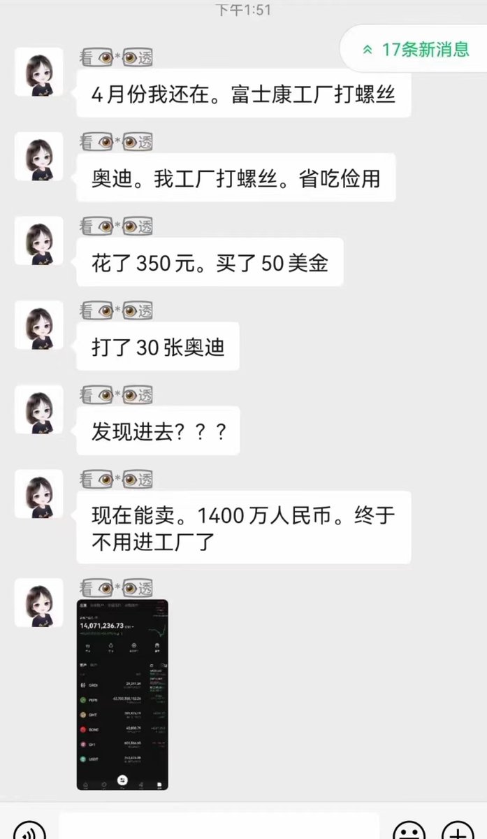Web3CN_Pro's tweet photo. 比特币铭文果然是造富神器：

1.ORDI：从 350 元到 1400 万元

「富士康打螺丝」省吃俭用，花 350 元打了 30 张 ORDI（也即 3 万枚 ORDI），最终成功变为 1400 万元。

如果该幸运儿一直未出售，3 万枚 ORDI 最高价值 246 万美元，将近 1750 万元。 https://t.co/x0CRW5OYzw