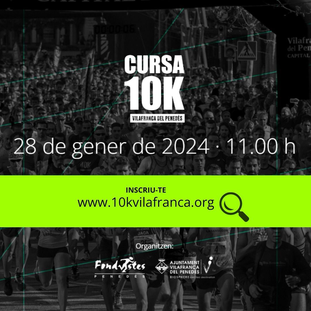 VilafrancaAj's tweet photo. 👟 13a edició de la #10kVilafranca
🏃🏼🏃🏻♀️L’esport i la diversió en una de les curses més esperades de l’any.
❤️També la #Mini10k solidària, aquest any amb el Rebost Solidari.
🗓️ 28 de gener
👉 Inscripcions obertes a https://t.co/R3mwpifVDO
#10kvila #CapitaldelVi #Vilafranca https://t.co/3g23RqErbG