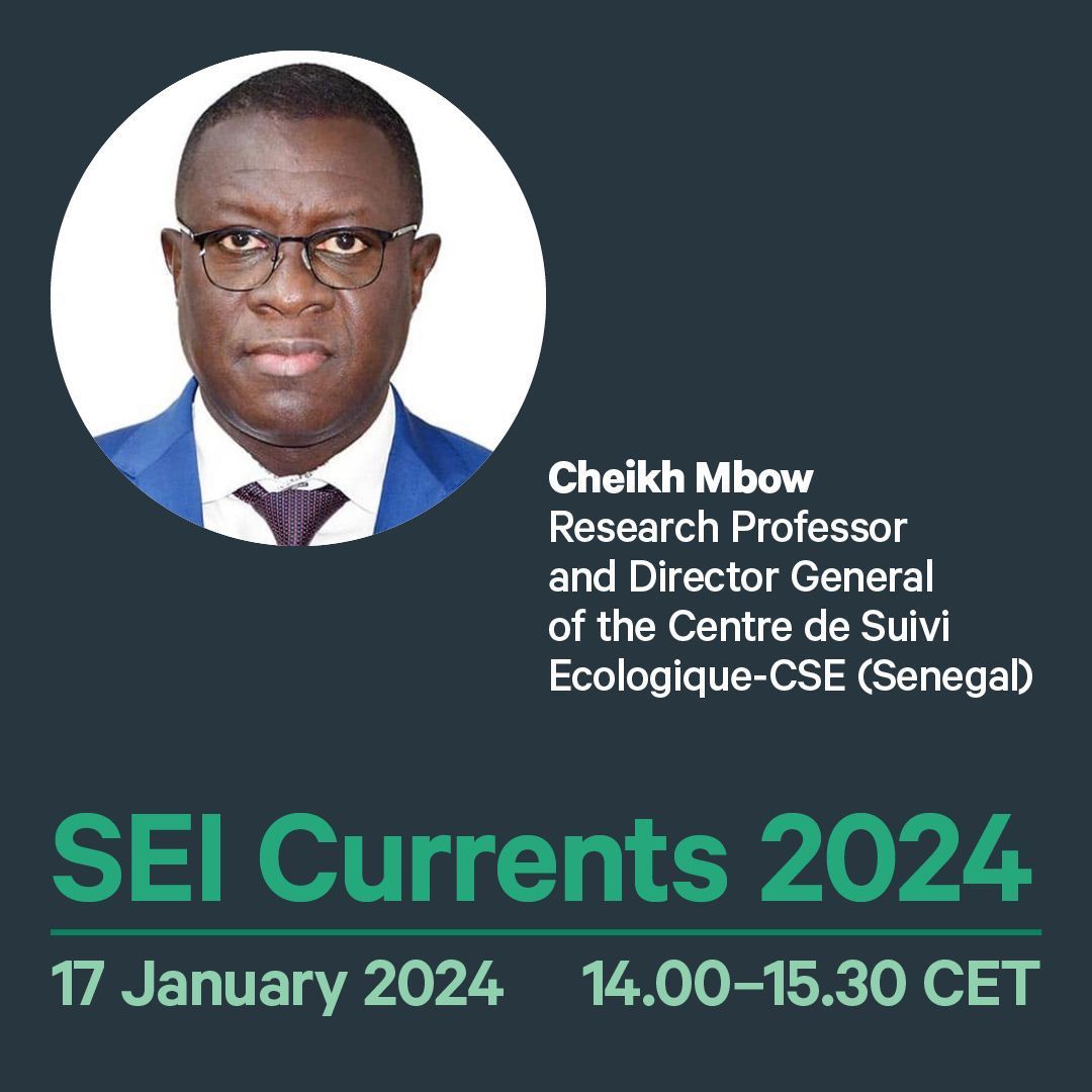 🎤 Meet <a href="/cheikh_mbow/">Cheikh Mbow</a> of <a href="/Csesenegal/">Csesenegal</a> at Currents 2024. 

A leading voice in global change research, Cheikh brings valuable insights into #sustainability and food security.

📆 Join us on Jan 17. Details: sei.org/currents2024