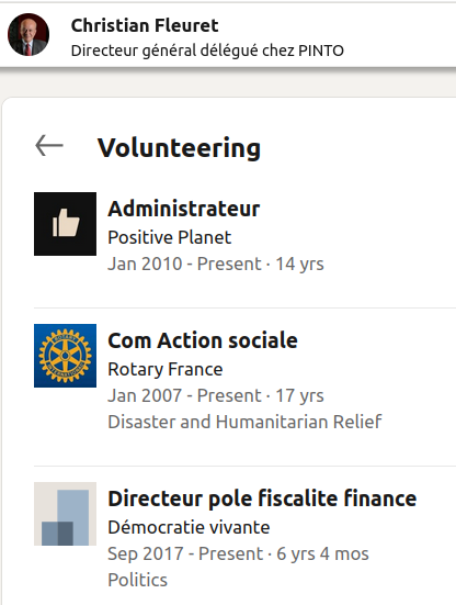 Casimir_Noir's tweet photo. #Qui a des parts dans @LANSAYFRANCE? #ChristianFleuret dirigeant de #AlbertoPinto (intl) est Administrateur de #PositivePlanet (2010)
membre du #RotaryClub (2007)
et Directeur du pôle fiscalite finance de @DemocratieV, un #ThinkTank pro-#EmmanuelMacron https://t.co/rdWQZjcAAY