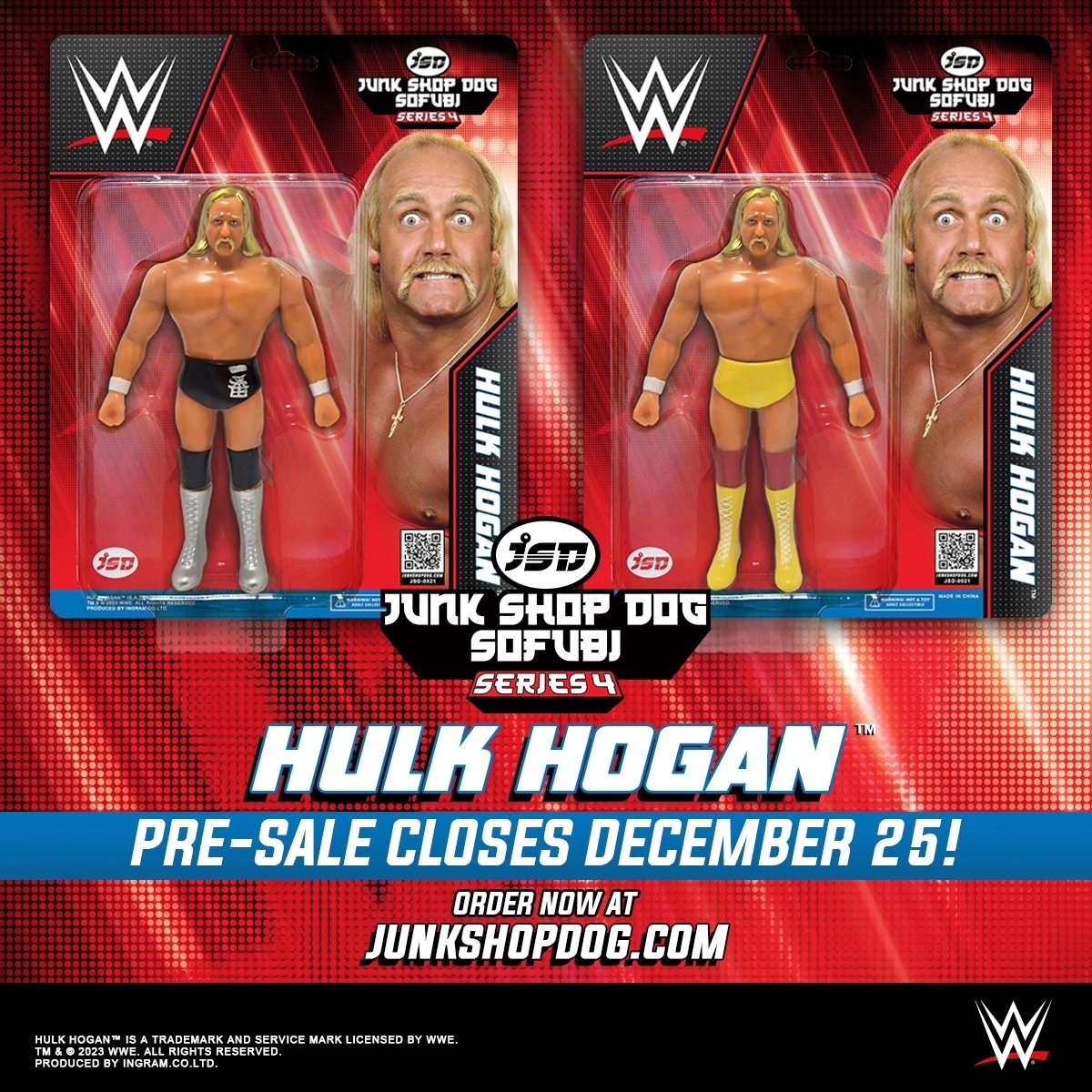 90 MINUTES TO GO! We said ending December 25 - and once it hits midnight in Honolulu, we close. junkshopdog.com  to secure your Hulkster!

@hulkhogan @hulkhoganswrestlingshop #hulkhogan #wwe @wwe #sofubi #softvinyl #wrestlingfigures #wrestling