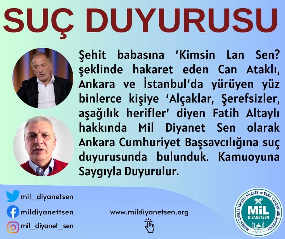 #FatihAltaylı #CanAtaklıTutuklansın #Diyanet #Elazığ #Şehit #SonDakika