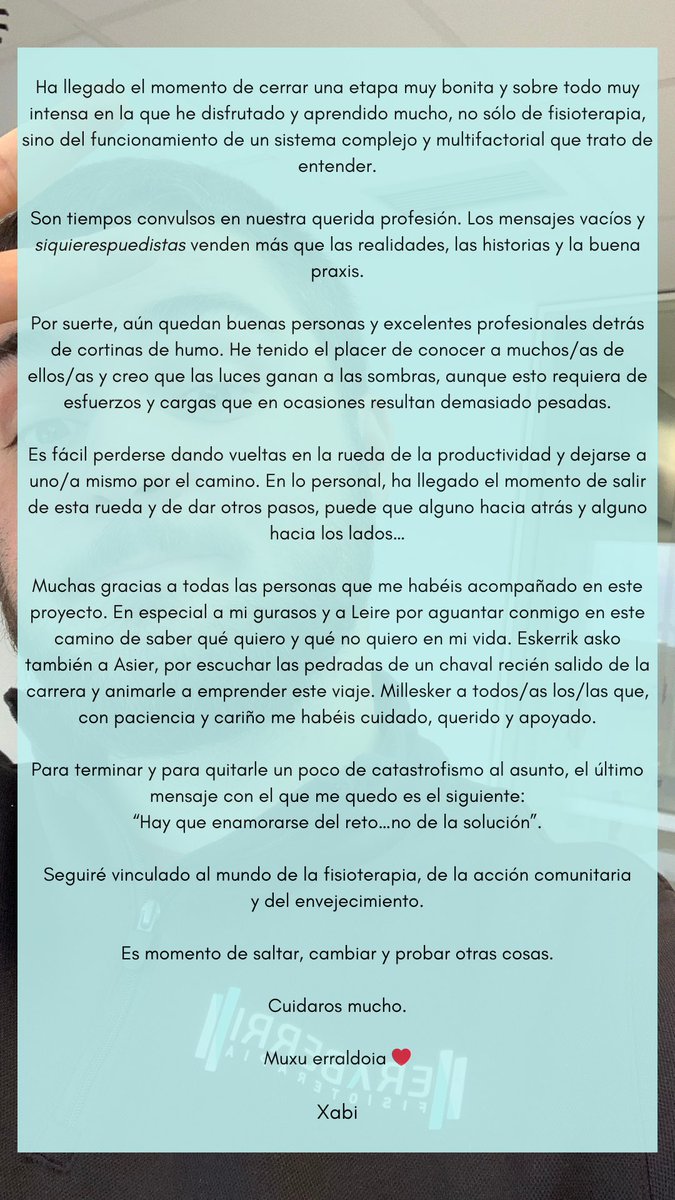 💣 Tenemos cambios internos en Eraberri Fisioterapia: