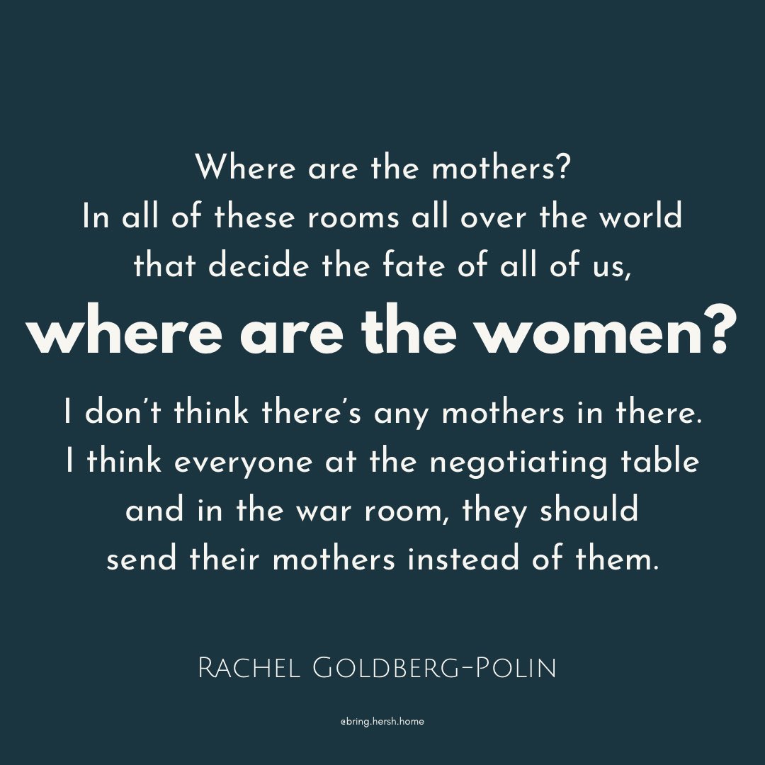“Where are the women?”
Rachel Goldberg-Polin. Mother of Hersh, held hostage in Gaza, kidnapped from the Nova Festival on 10/7 
<a href="/BringHershHome/">Bring Hersh Home</a> 
#bring_hersh_home 
#BringThemHomeNow 
#BringThemAllHome