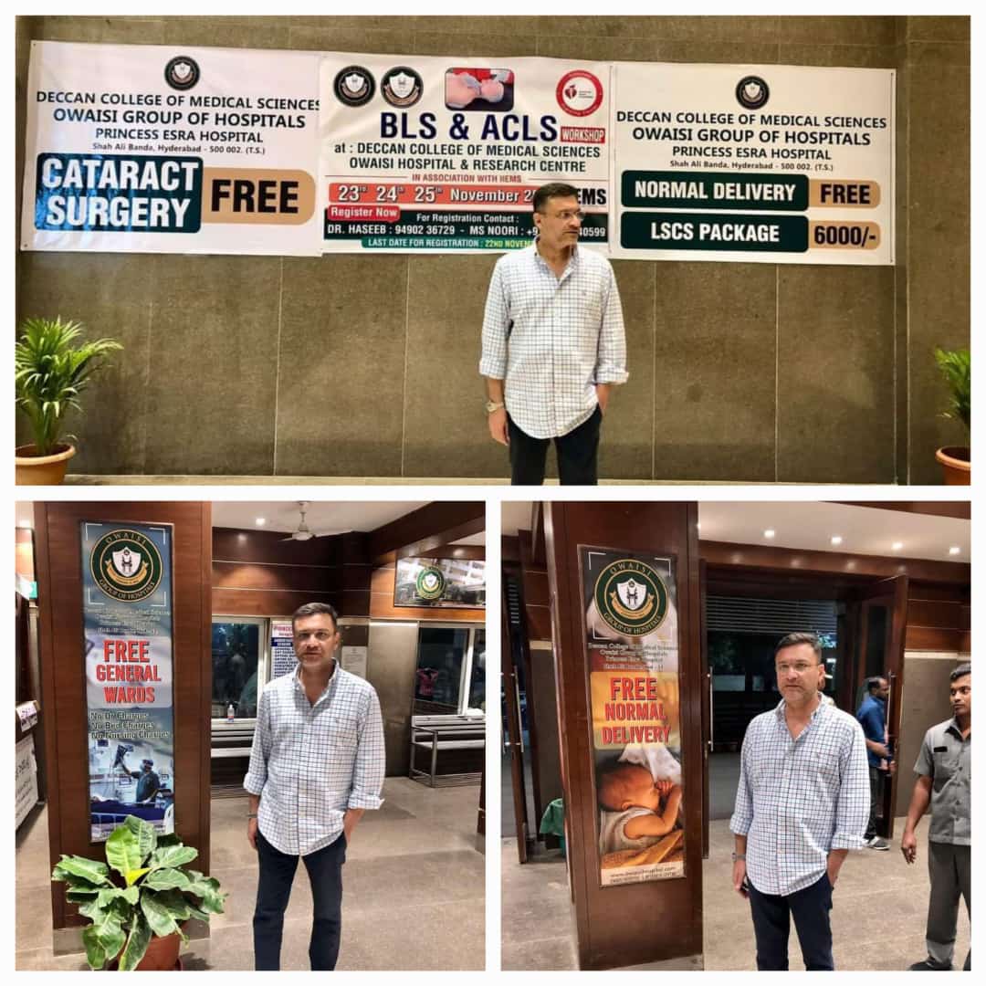 ArbaazTheGreat1's tweet photo. Free Free Free #GeneralWards in Owaisi Hospital , Free #NormalDelivery in #OwaisiHospital &amp; LSCS packages 6k, #CataractSurgery Free for people of #Hyderabad ; All written in posters where #AkbaruddinOwaisi were standing in Owaisi Hospital.#Hyderabad https://t.co/Ap4xNiuBvs