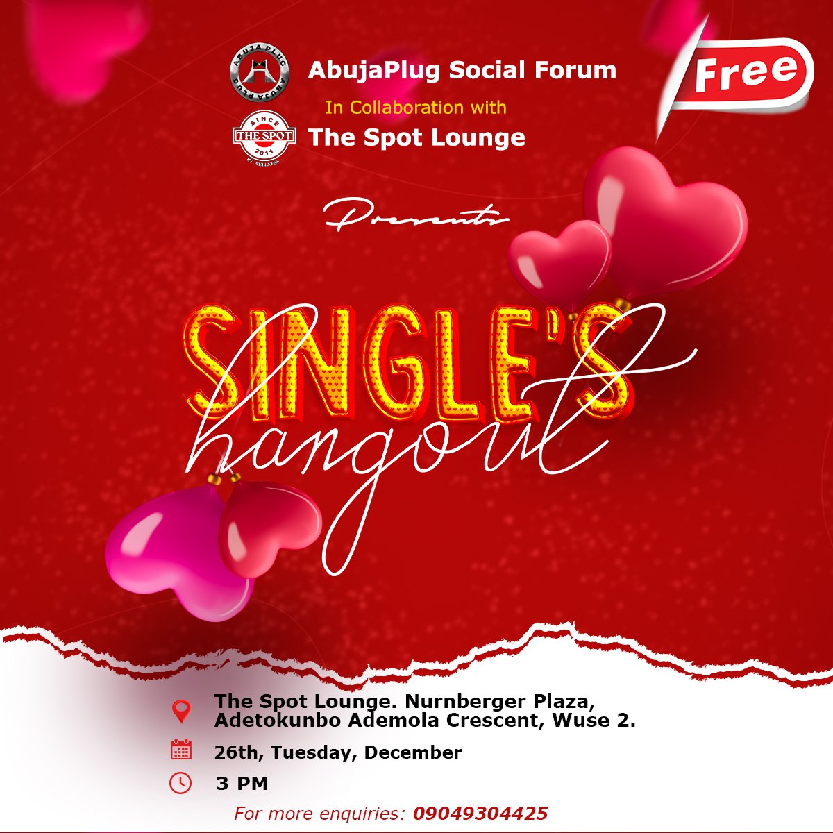 I got alot of calls about this event. Come and listen to love stories today and also find your missing rib 🤩😍☃️
#AbujaTwitterCommunity