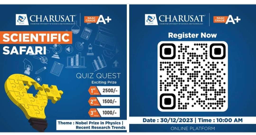 PDPIASCHARUSAT1's tweet photo. 🔬🦁🌍 Are you ready for a wild adventure through the world of science? Join us on our Scientific Safari as we embark on a quiz quest to discover the latest research trends and noble prize winners in the field of physics. #ScientificSafari #QuizQuest #NoblePrize #Physics https://t.co/KWbaxkQzSY
