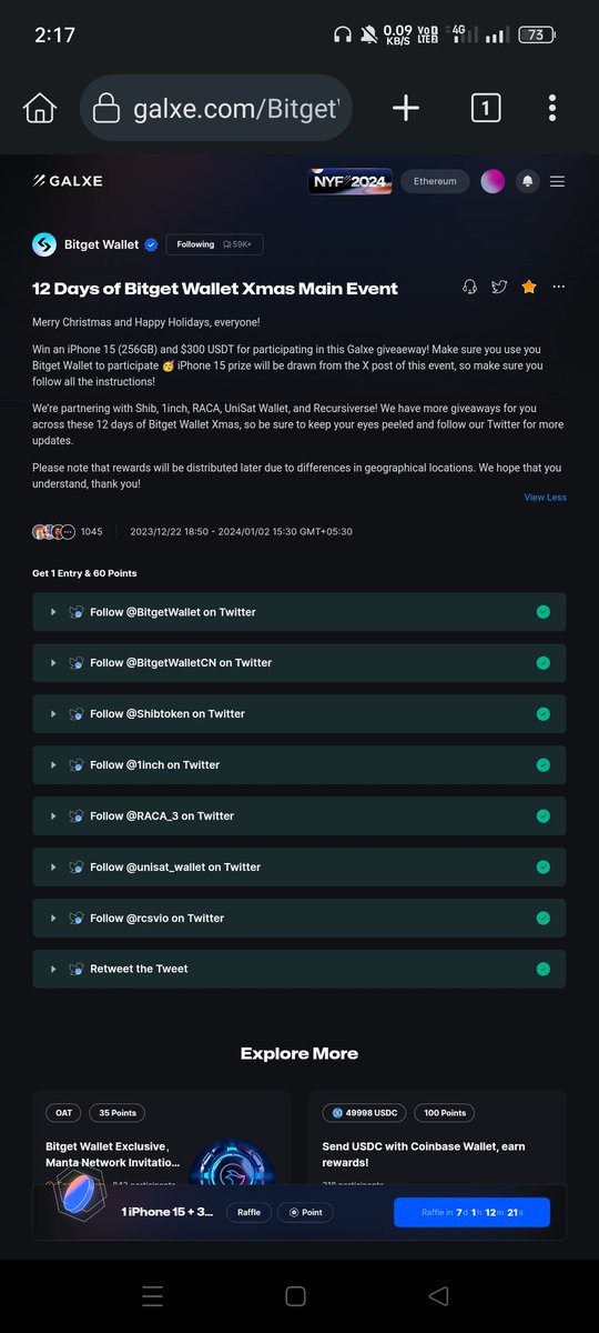 Traderlion100's tweet image. done 🎄 I felt great doing it 🥳

@pukku03 
@Tame_001 
@crypto1230  

#12DaysofBitgetWallet #12DaysofBGWallet