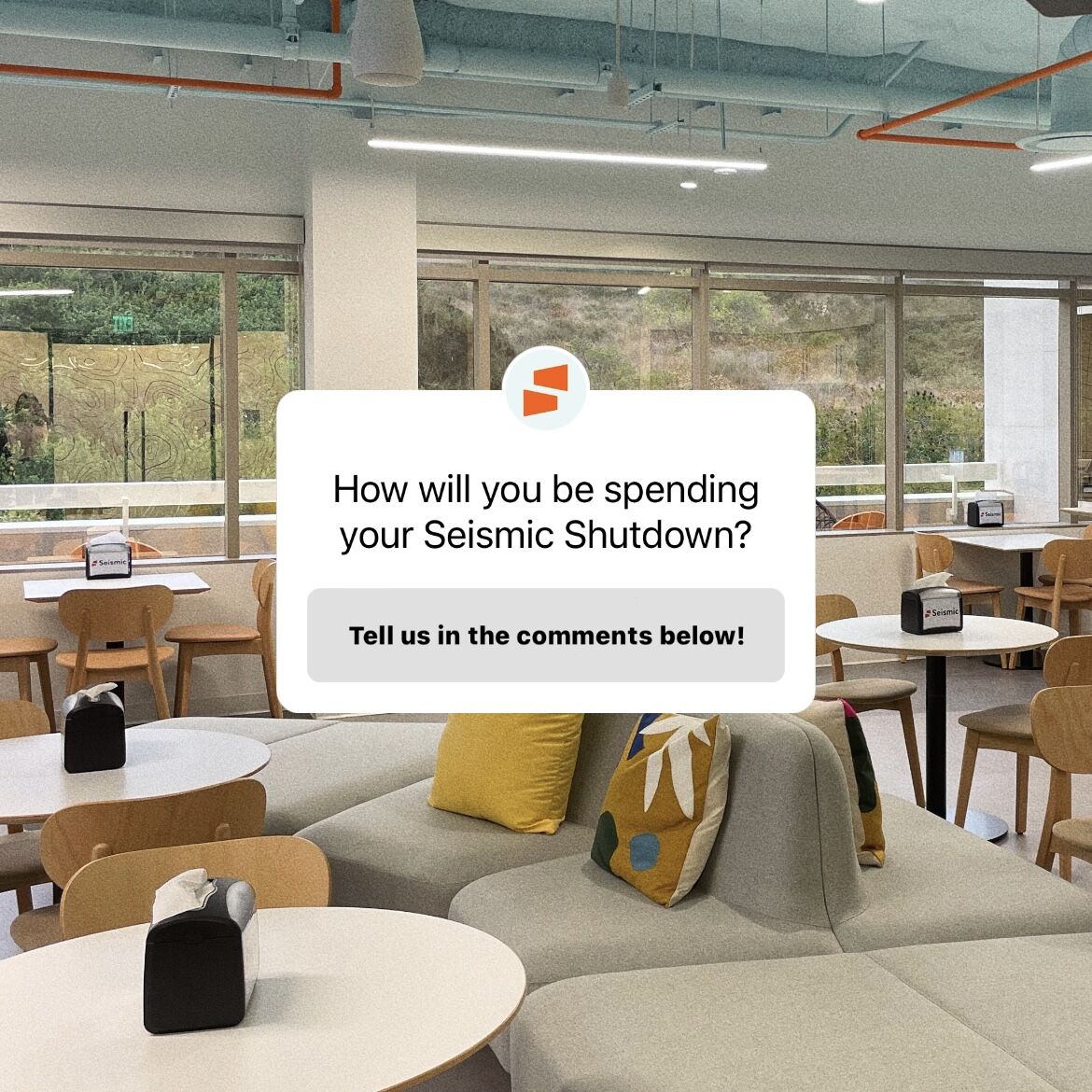It's almost time for our team to rest and recharge with Seismic Shutdown — our global offices will be closed between Dec. 25, 2023 through Jan. 1, 2024. 🗓️

#OneSeismic team, how will you be spending your Seismic Shutdown? 💭 Let us know in the comments below.