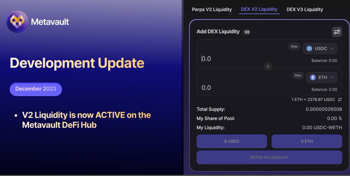 MetavaultTRADE's tweet image. Exciting News ♏️ 

Introducing V2 pools on @LineaBuild and @Scroll_ZKP, enhancing our DeFi hub's offerings alongside the juicy V3.

With the V2, V3 and CL with passive management, LPs now have plenty of choices! 

P.S: Can you spot what else is on the horizon for LPs? 😍🤔