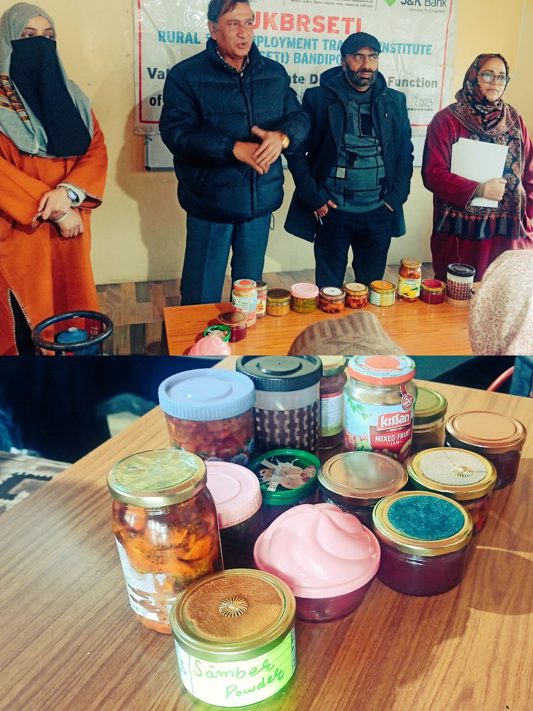 Trainees presented their samples of different processed foods on last day of training. The training was organized aiming to develop skills in dehydration, different pickle-makings, jams, murabbas ,papad, masala powders-biryani, samber, chutney etc  #foodprocessing #rseti