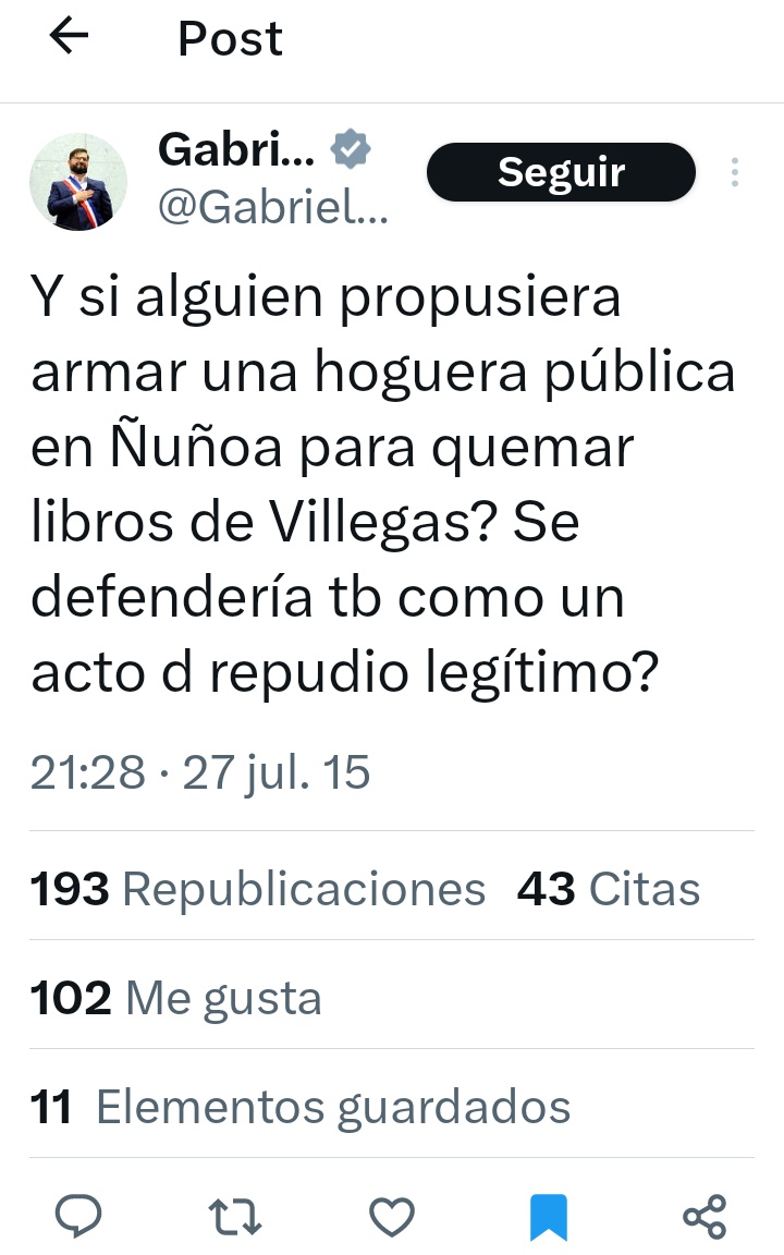 SI ESTE TWEET ES LEGITIMO , QUEDA CLARO QUE NINGUNA TERAPIA VA A FUNCIONAR .
NOS 'GOBIERNA' UN SICOPATA !!
#BoricVerguenzaInternacional 
#BoricNoSeLaPuede 
#GobiernoCriminalCorruptoyMentiroso 
#GobiernoDeIncompetentes