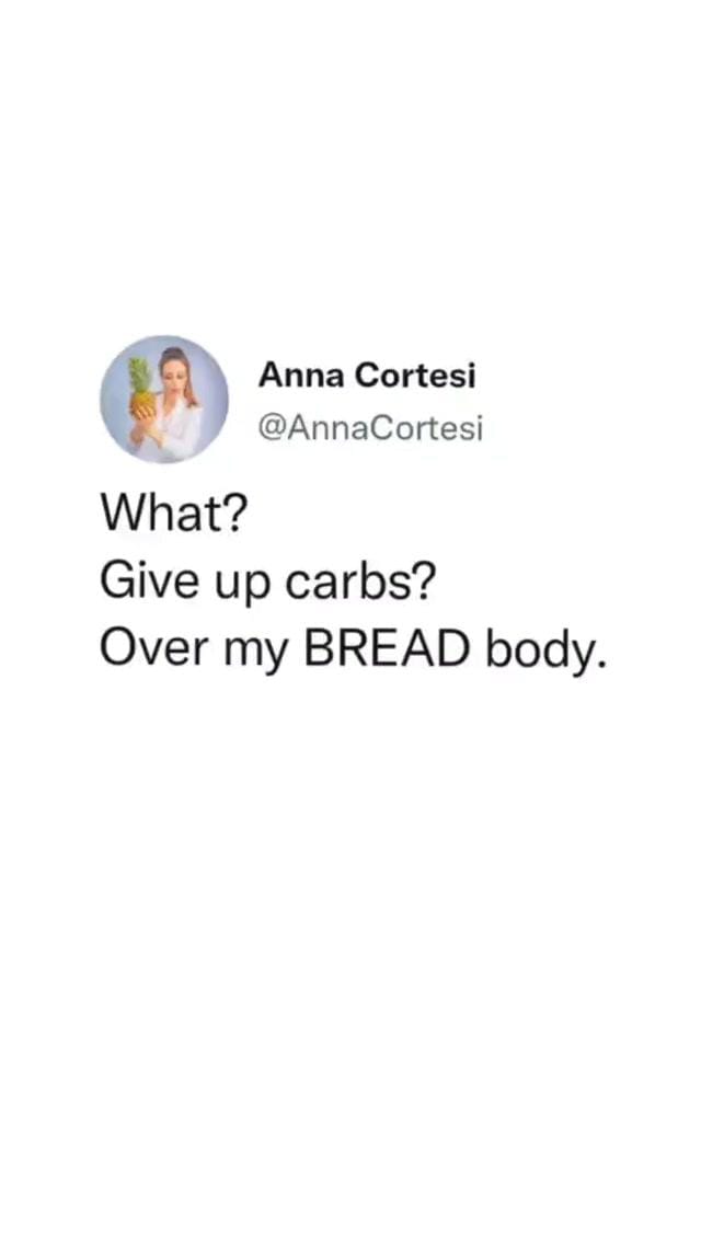 Carbs are not the enemy!

🌟 They're your body's preferred energy source and can be part of a balanced, healthy diet.

💪 Let's break free from carb-phobia and celebrate the goodness they bring.

🎉 #CarbConfession #CarbsAreFuel #HealthyEating #BalancedDiet #FoodFreedom