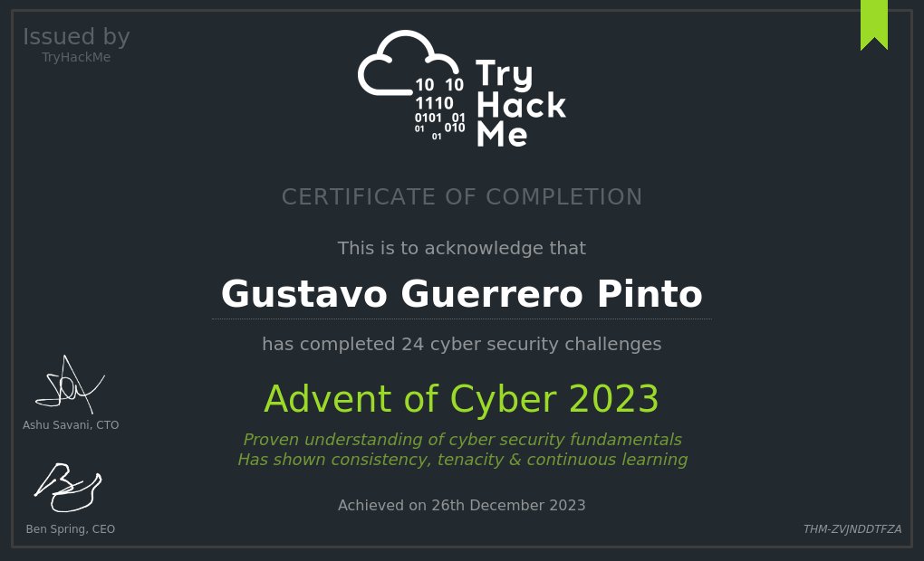 lnicklas's tweet image. ¡Feliz navidad! 🎄💯Merry christmas #tryhackme #adventofcyber2023 🎄🖥️📲