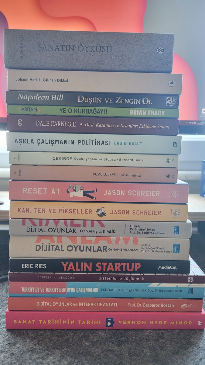 Oyun sektöründeki dostlarima kitap tavsiyeleri:
Özellikle direkt bu sektör için yazılmayan kitaplardan kendi ilgilendiğim alana pay çıkarmayı çok seven biri olarak unutmayin oyun sektörü sadece teknik bilgiden öte finans, network ve mental savastir.
Şuan öyle bir planım yok ama