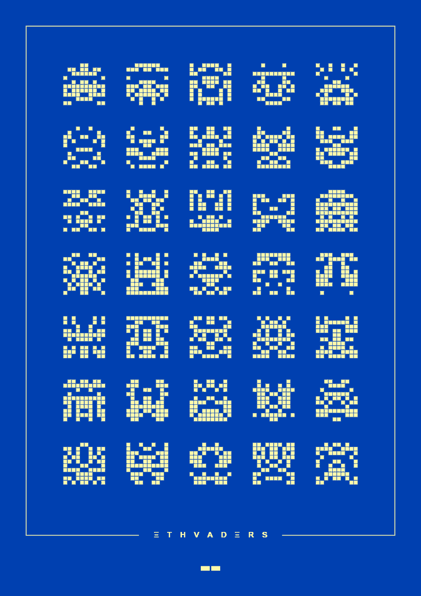 sonofablock's tweet photo. ΞTHVADΞRS

Opens in 7 hours on @fx_hash_

#generative #retrogaming #genart #spaceinvaders #ethvaders #nftart #eth #Ethereum $eth https://t.co/UYB3ybUV9U