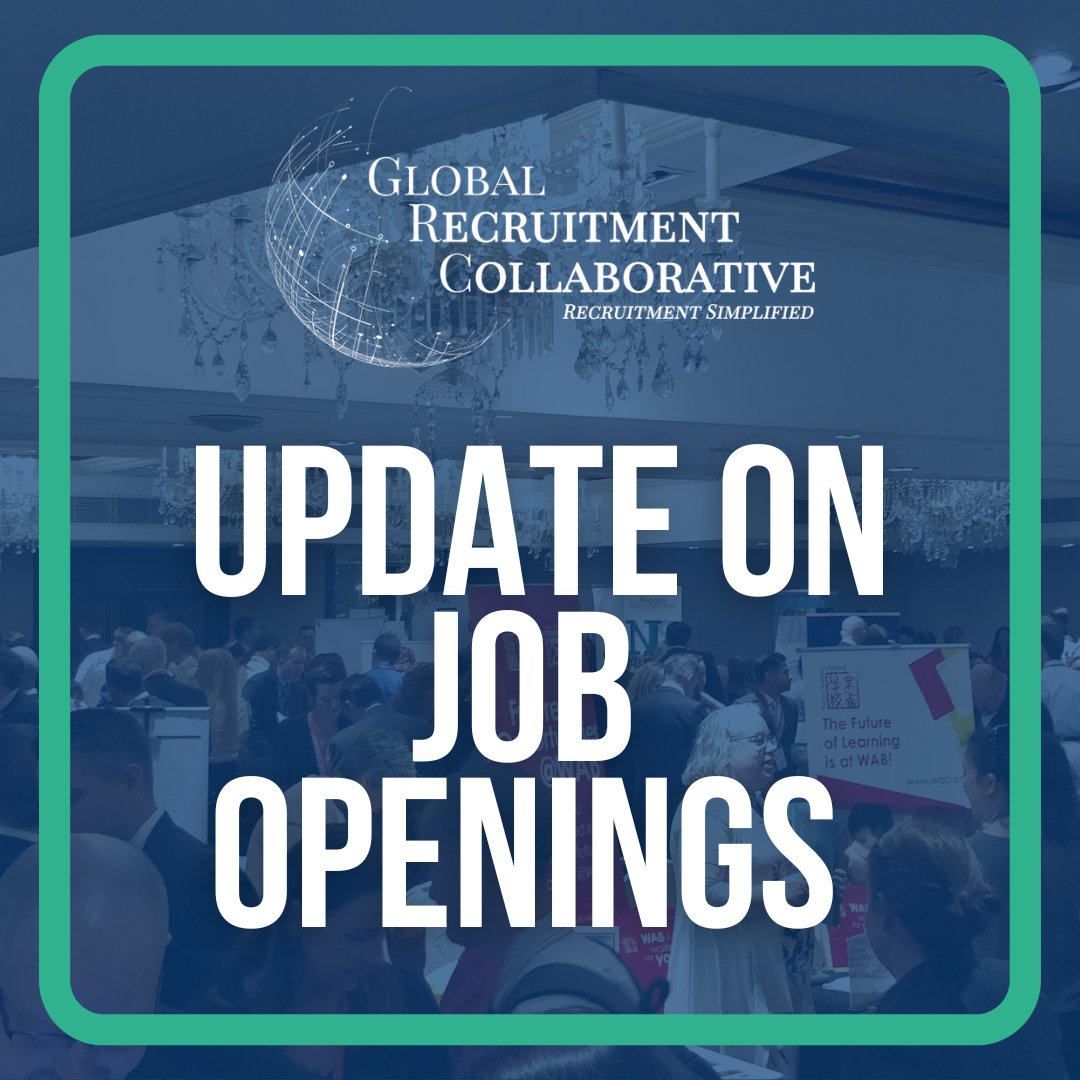 Global Recruitment Collaborative update on Job Openings: Click here for a complete list of job openings: bit.ly/GRCFairOpenings REGISTER at grcfair.org #TeacherLife #EducatorCommunity #TeacherLife #EducatorCommunity #TeachersOfInstagram #TeacherGoals #EduLeader