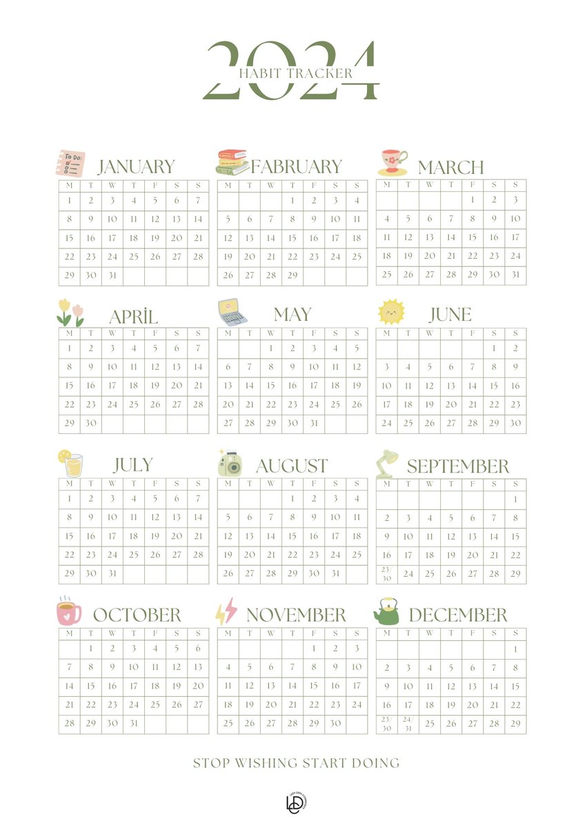 🗓️Lady Devs Community olarak, 2024'te alışkanlıklarınızı takip edebileceğiniz özel bir takvim oluşturduk.  
🌈 Zaman zaman alışkanlıkları sürdürmek zor olabilir. "Zinciri kırma mantığı" burada devreye girer. Bir günü veya bir haftayı kaçırdığınızda, pes etmeyin. Her yeni gün,