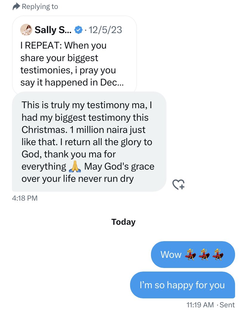 New Testimony ❤️

1 million naira credit alert she never asked for. She’s always RETWEETING and commenting, now she has her testimony.

Always RT my post, too many testimonies from just Retweeting.

I ask you to bookmark so you can trace the tweet your testimony came from, like👇