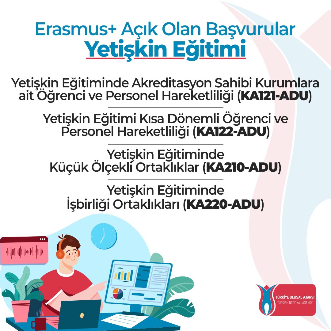 2024 yılı Erasmus+ ve Avrupa Dayanışma Programı ülke merkezli proje başvuruları alınmaya başlandı‼️

Başvurusu açık olan projeler için görsellere, başvuru formlarına ulaşmak için ise webgate.ec.europa.eu/app-forms/af-u… adresine bakabilirsiniz.