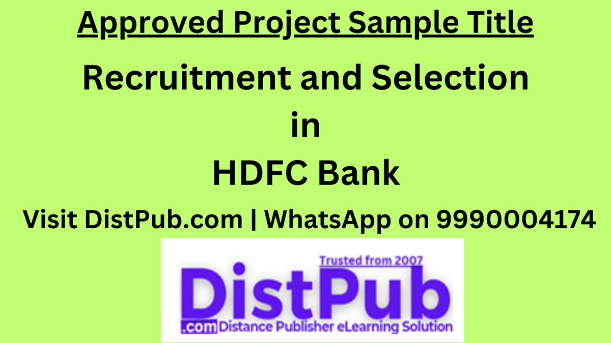distpub's tweet photo. https://t.co/zeC4fS8zfr 
Download Project Sample PDF of “Recruitment and Selection in HDFC Bank” and you can take help from this sample report pdf for your MBA human resource management projects report. https://t.co/dGqOa3Hlim