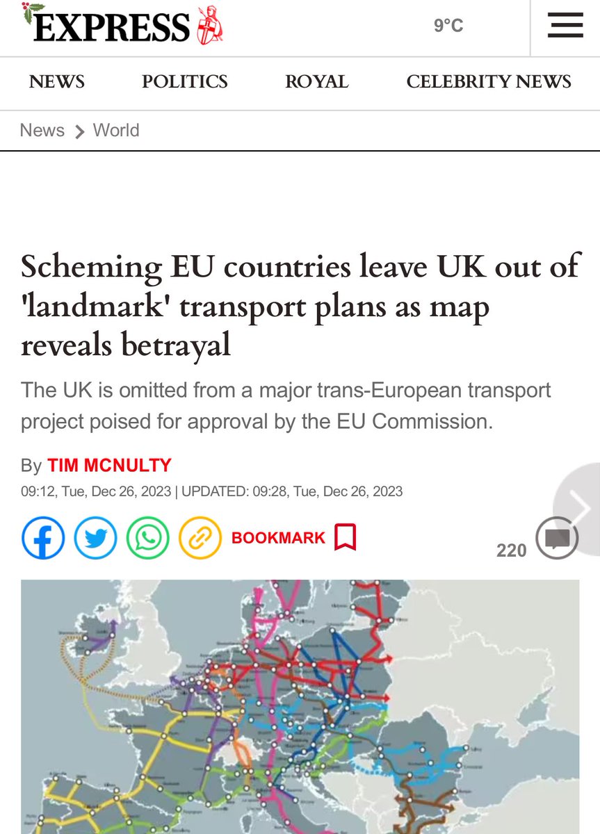 Today in Express funhouse mirror world, it's considered a betrayal that the EU left the UK, a non-EU country, out of its pan-EU transport plans... Rational people would see it for what it is: Brexit. express.co.uk/news/world/184…