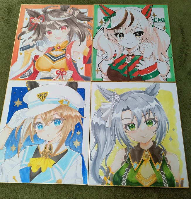コミケに持ってく色紙こんな感じですもうちょっと増えるかも? 