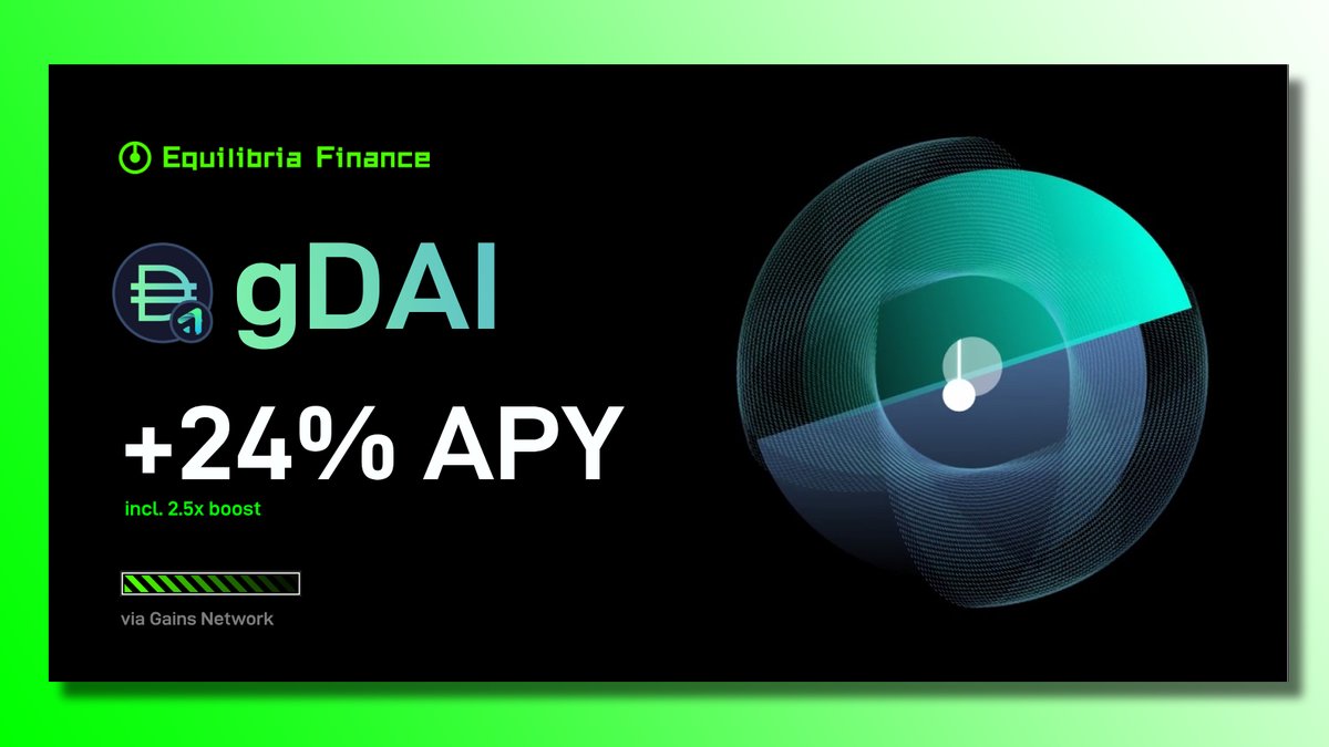 Equilibriafi's tweet photo. 🧑‍🚀Arbinauts! Are you interested in maximizing your yields with gDAI?

You can swiftly deposit gDAI or DAI into the @gains_trade's gDAI pool at @Equilibria and enjoy APY rates over 24% with a x2.5 boost.

Check it out here: https://t.co/2q6BjffCcS https://t.co/SomAFN17b5
