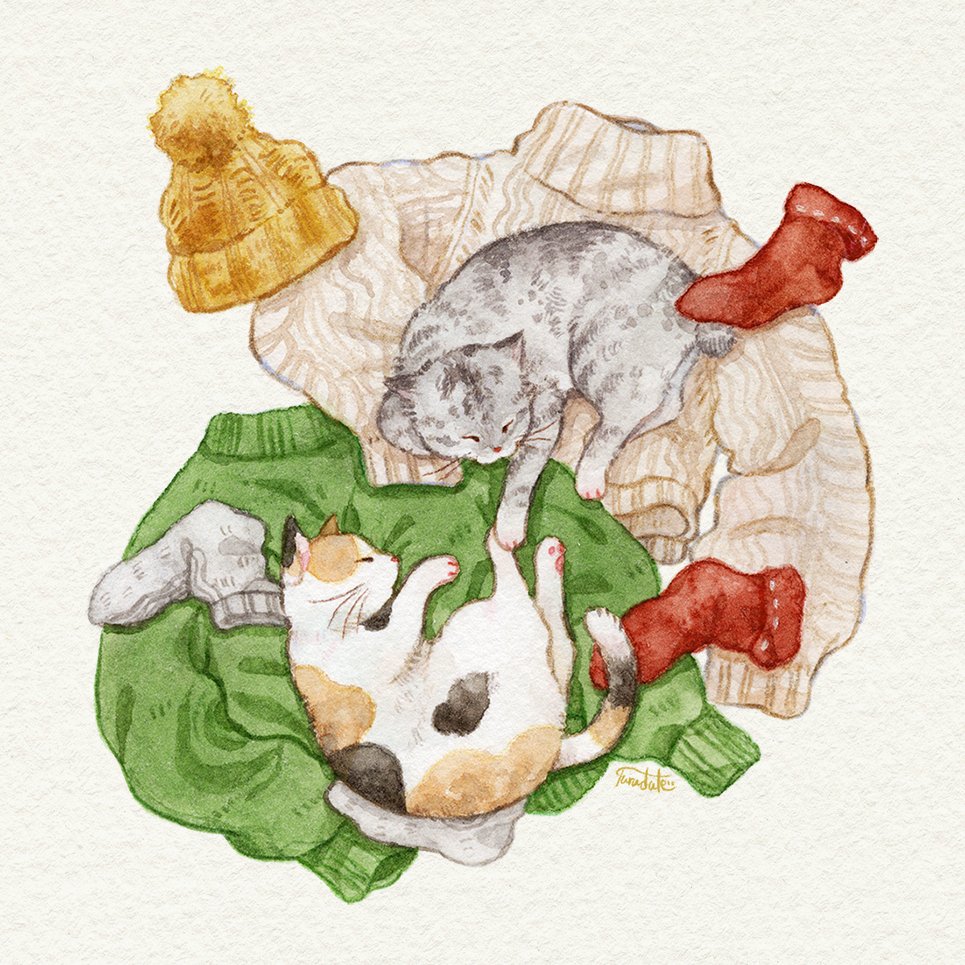 「セーターの上で夢見る猫 」|＊だてちゃん＊のイラスト