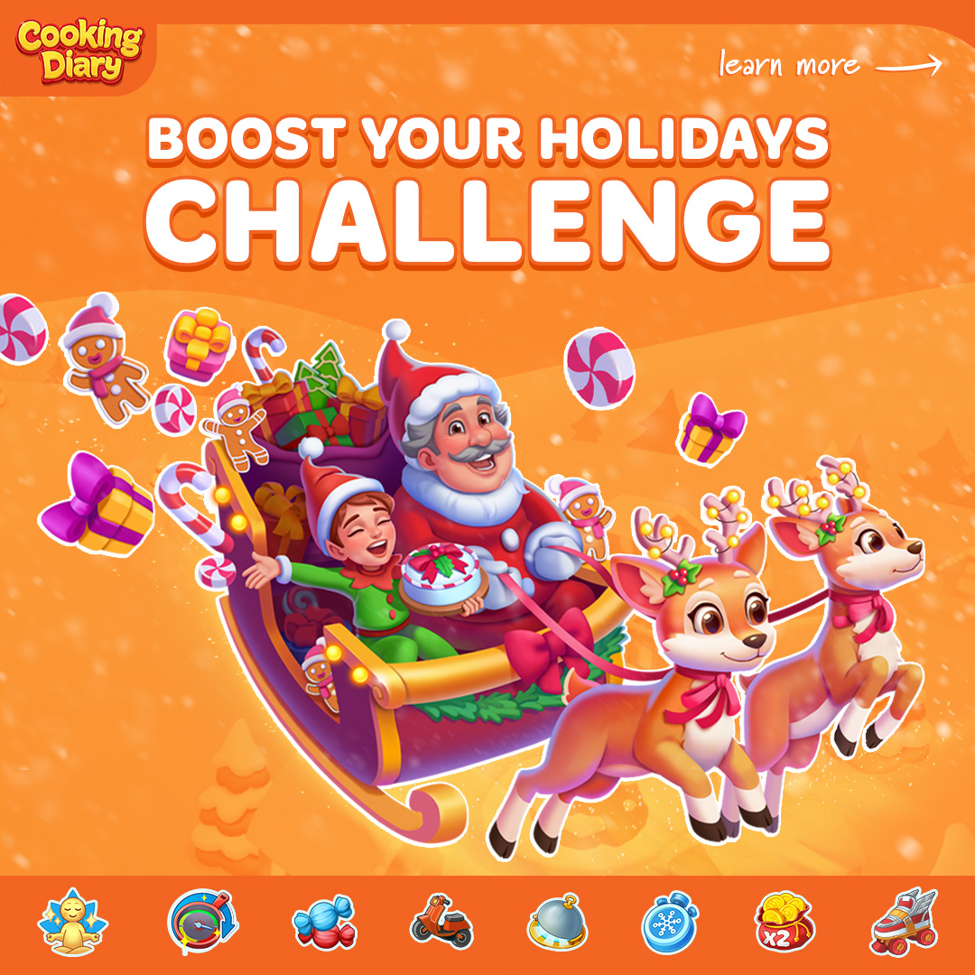 🎅 Ho-ho-ho! Boost your holidays in Cooking Diary! No limit on winners, just ensure your Support ID is ready.

🎇 How to join:
1️⃣ Follow us on Facebook
2️⃣ Comment your Support ID (found in Settings) on the contest post: https://t.co/sTAPw8JqXn
3️⃣ Use 100 boosters (any type)… https://t.co/TxKoVN4IVY 