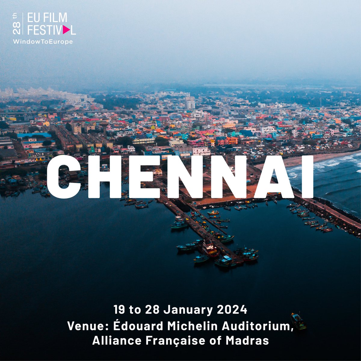 Chennai, it's showtime!🎬The European Union Film Festival #EUFF2024 is coming to #Chennai. We bring to you a spectacular showcase of European cinema including 28 films in 25 languages, spanning multiple languages & cultures. And guess what? It's FREE for everyone! @EU_in_India