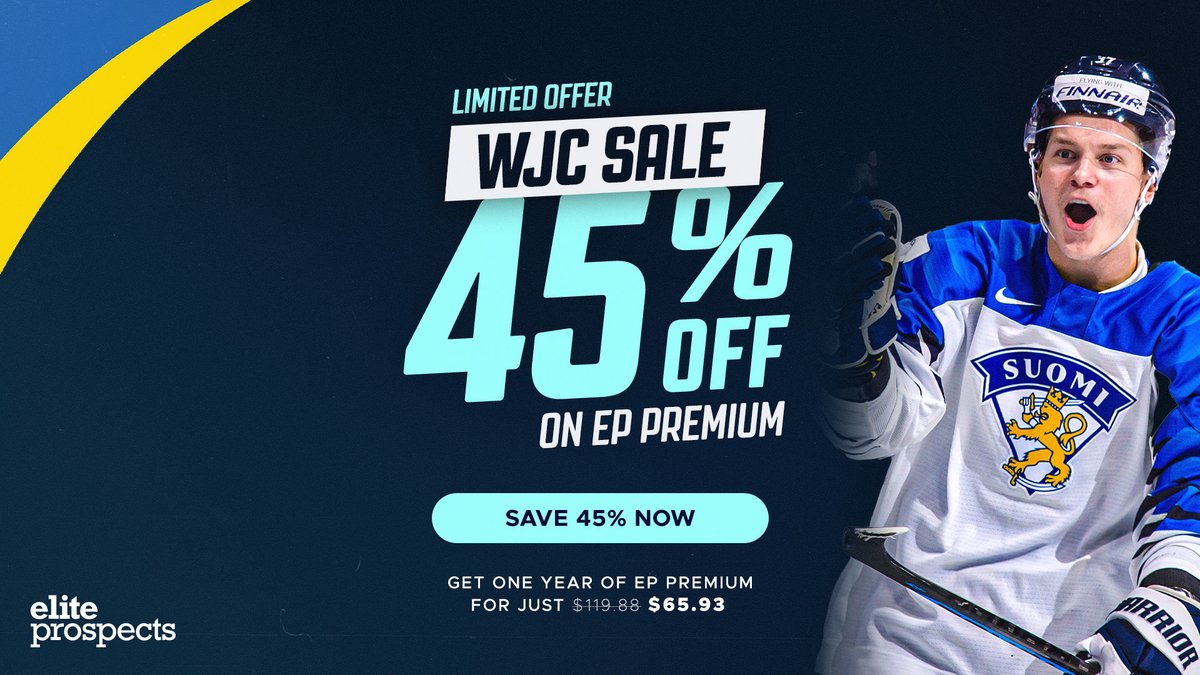 Happy Opening Day of the 2024 IIHF World Juniors! To celebrate as an Official Career Partner of the tournament, Elite Prospects will be offering 45% OFF on an EP Premium subscription! eu1.hubs.ly/H06MGLR0