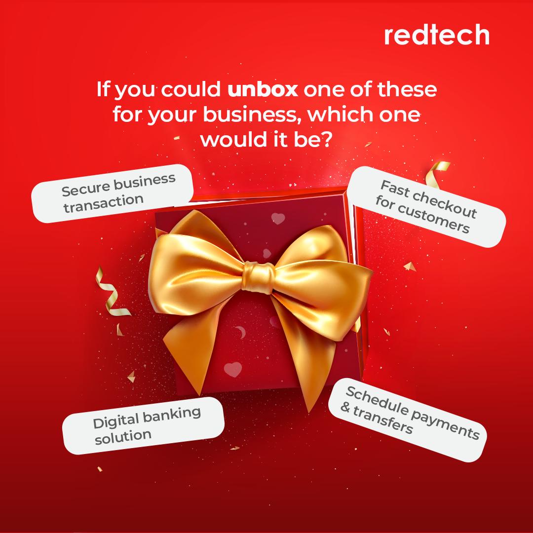 Which of these does your brand need right now?
.
.
#redtechrevolution #paymentgateway #redtech #techindustry #techinnigeria #techinovation #redtechlimite #boxingday #seasongreetings #gifts #business