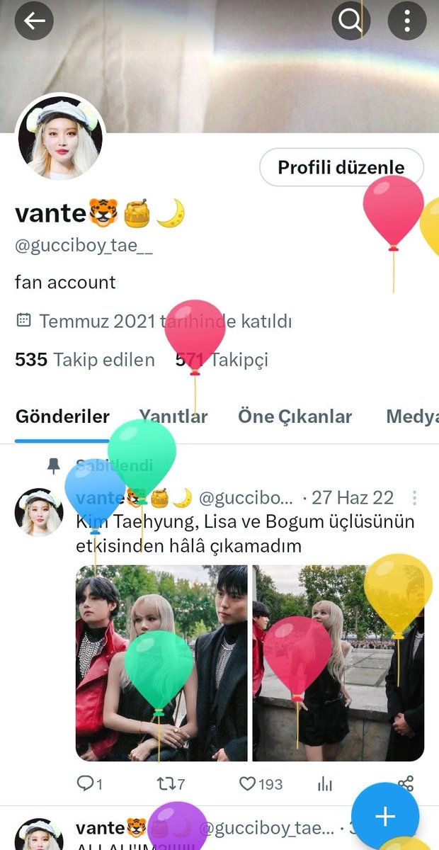 Profilimde bir sürü balon varrrrr