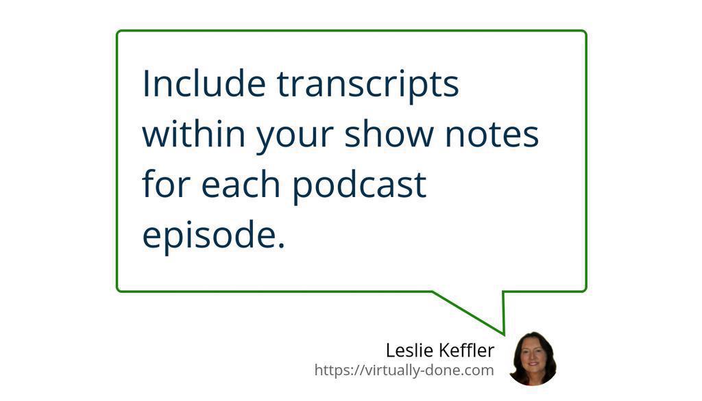 LeslieKeffler's tweet image. Use keywords in the podcast episode title, in your heading, and within the contents of your show notes.

Read more 👉 lttr.ai/AEd5u

#SearchEngineOptimization #PodcastShowNotes #PodcastEpisode #virtualassistant