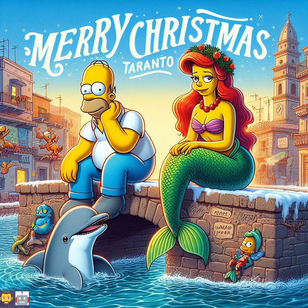 Merry Christmas TARANTO 🎄

Idea: Manipulator 🧔‍♂️
Manovalanza: A.I. 🤖

#buonnatale #merrychristmas #happyhollydays #simpsons #cittàdeiduemari #homersimpson #buonefeste #auguri #taranto #cartoon #mermaid #taras #digitalart #puglia #apulia #southitaly #sirena #delfini #dolphins