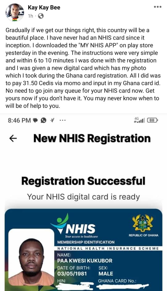 Impressive 🤝✅
Thanks to the Digital Vice President @MBawumia we can register for our NHIS on our own without joining long queues.

#LETSGODIGITAL
#NHIS
#BuildingGhanaTogether