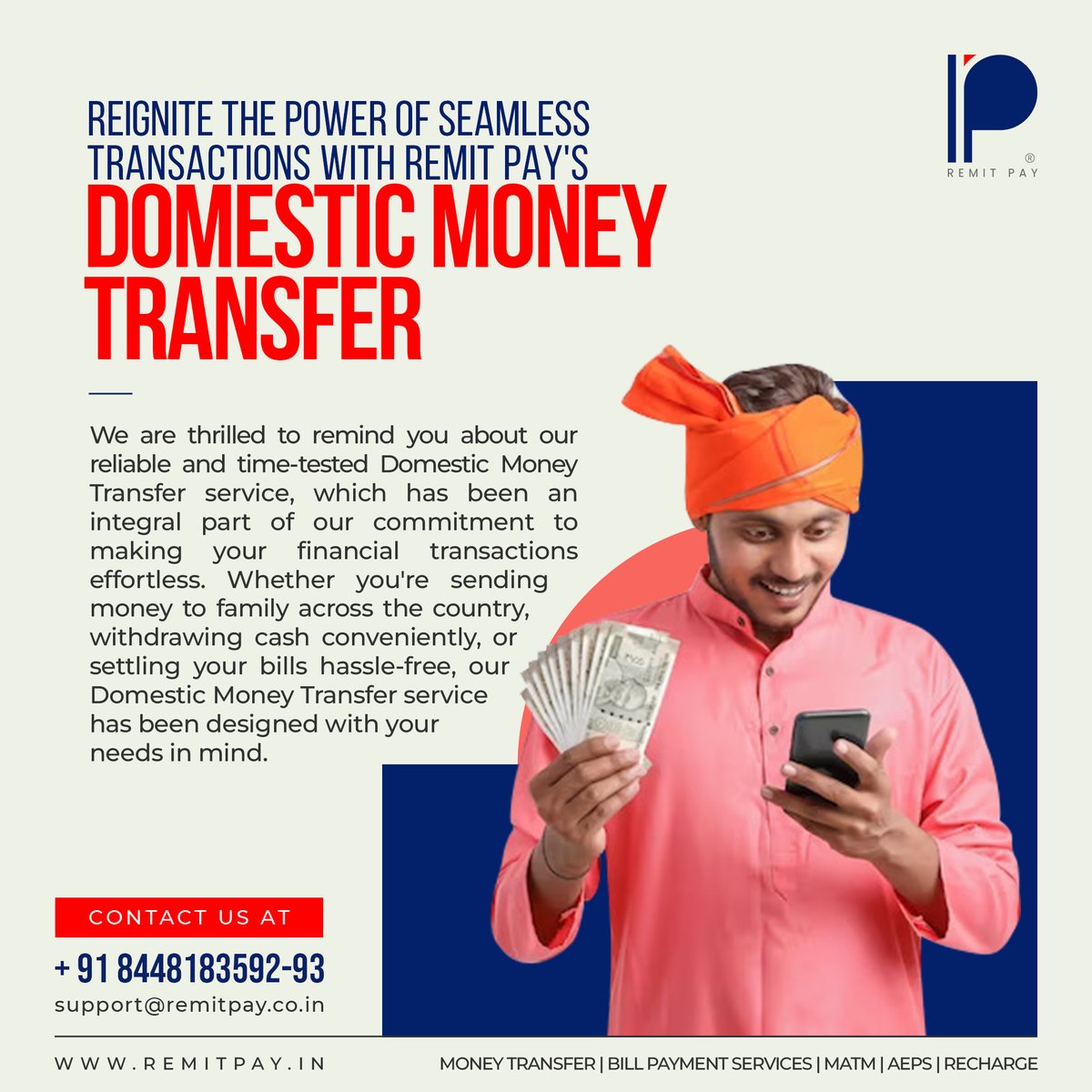 Domestic Money Transfer: Reignite the Power of Seamless Transactions with Remit Pay's

#money #moneytransfer #moneytransfer #moneytransfers #moneytransferservice #DomesticMoneyTransfer #domesticmoneytransfer #finance #financial #transaction #transactions #effortless #commitment