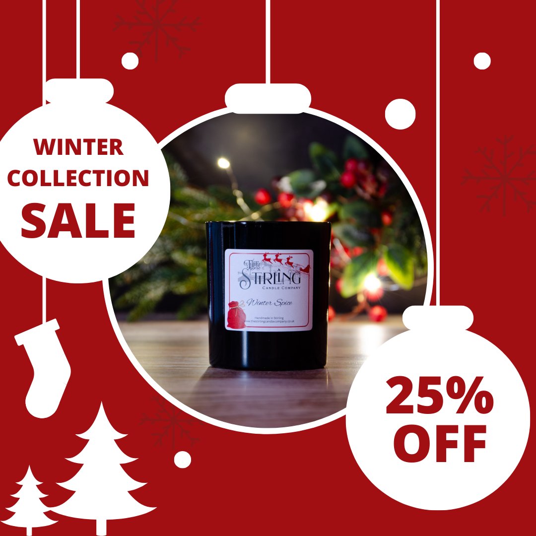We are offering 25% off our Winter Collection. Very limited supply left.

thestirlingcandlecompany.co.uk/collections/sa…

 #SaleAlert #sale #supportsmallbusiness #thestirlingcandlecompany #mhhsbd #MadeInScotland #smallbusinessuk #ScottishCraft