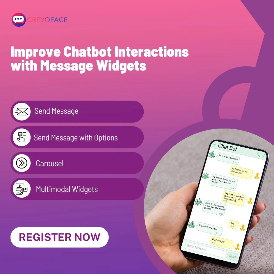 creyoface's tweet image. Transform your chatbot experience with No-Code Message Widgets! 🚀 Engaging, interactive, and versatile - take your customer service to the next level. 🤖💬
#NoCodeChatbots#ChatbotWidgets #MessageWidgets
#NoCodeSolutions
