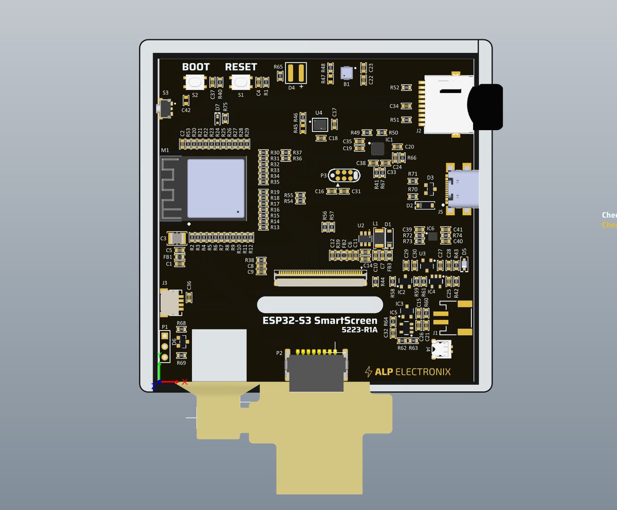 ESP32-S3 SmartScreen design is almost completed. @EspressifSystem 🚀 Stay tuned for more details. ⚡ #ESP32 #mcu #iot #embedded #lcd #electronics #hardware #circuit #design This was designed on YouTube live. You can watch it now youtube.com/live/Qt3-602jb…