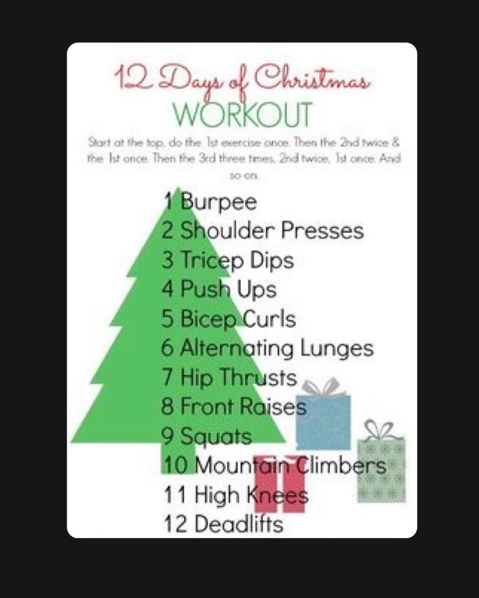 12 days of Christmas started yesterday and today I’m working through my 12 days of Fitmas😂