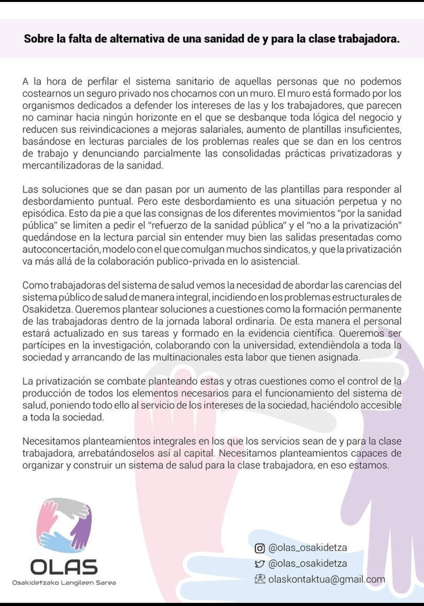 Sobre la falta de alternativas de una sanidad de y para las trabajadoras

En eso estamos.