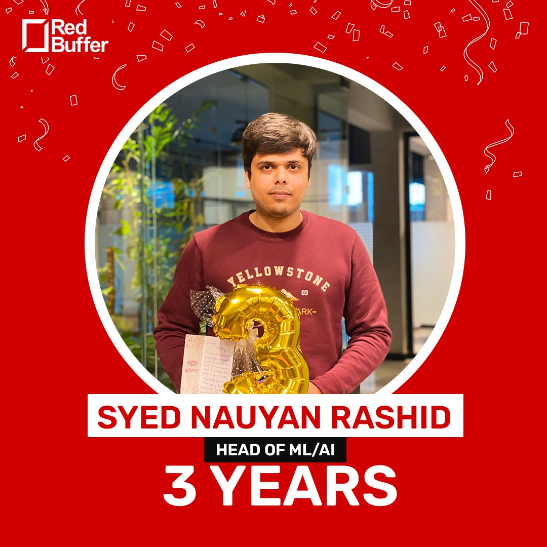 We're wishing our Head of AI, Syed Nauyan Rashid a very happy third work anniversary today 🪅

Here's to another year of highs and smiles with you on our team! 😃

#AIExpert #Teamwork