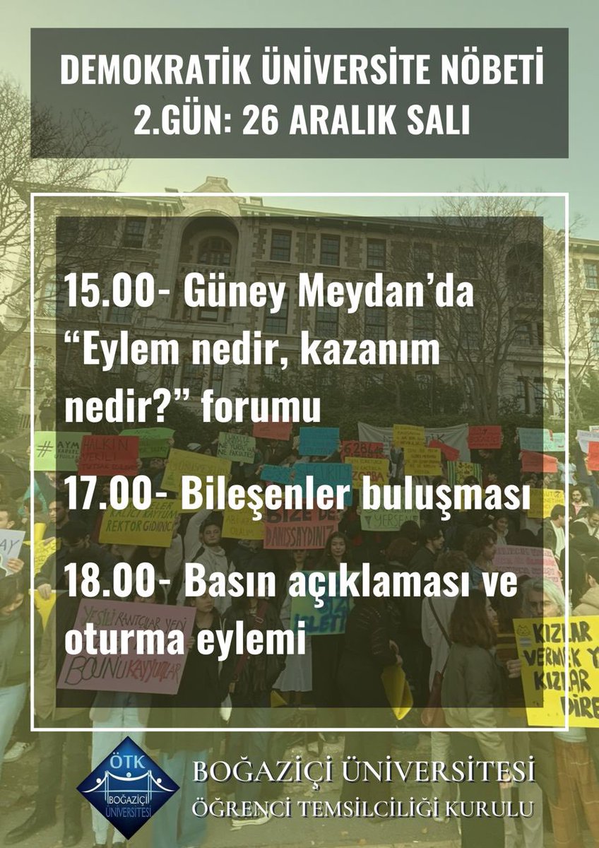 Bugün arkadaşlarımız kampüse girmeye çalıştığında yine giremedi, kartları aktif hale getirilmedi! O nedenle programda bir revize yaparak ne yapacağımızı konuşacağımız, üniversite bileşenlerinin buluşmasıyla kapıdaki arkadaşlarımızı yalnız bırakmıyoruz.