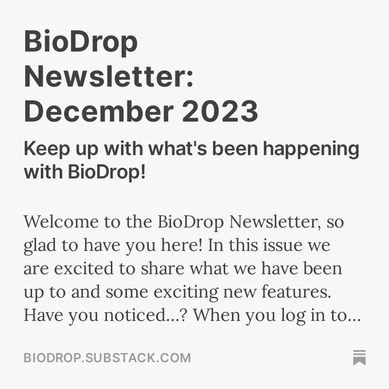 BioDrop_io's tweet photo. We’ve just sent out the last BioDrop newsletter issue for 2023! https://t.co/t8g2cygvZr