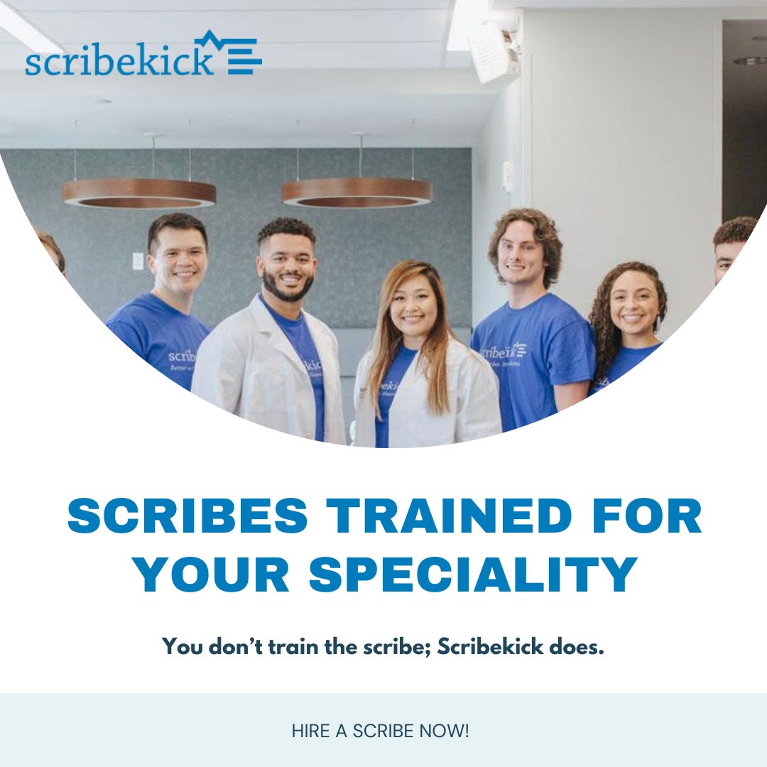 scribekick's tweet photo. Say goodbye to training headaches! Scribekick provides scribes already trained for your specialty. Let us handle the details.
Visit- https://t.co/6q6V2assDo
*
*
#virtualscribesuccess #scribekickteamwork #virtualscribepioneers #scribekickinnovation #virtualscribevalue https://t.co/iW239scEhq